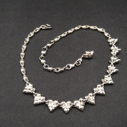 Vintage Bogoff Heart Red Rhinestone Choker Necklace, Rhodium Plated, 1950s