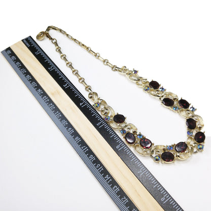 Vintage Lisner Purple Rhinestone Choker Necklace, 1960s Vintage Jewelry