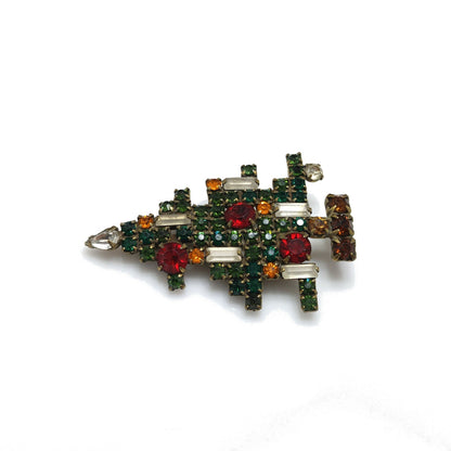 Weiss Christmas Tree Brooch, Five Baguette Candles, Book Piece, 1950s Vintage