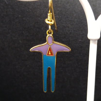 Vintage Laurel Burch Person Enamel 1980s Earrings, Gold Plated