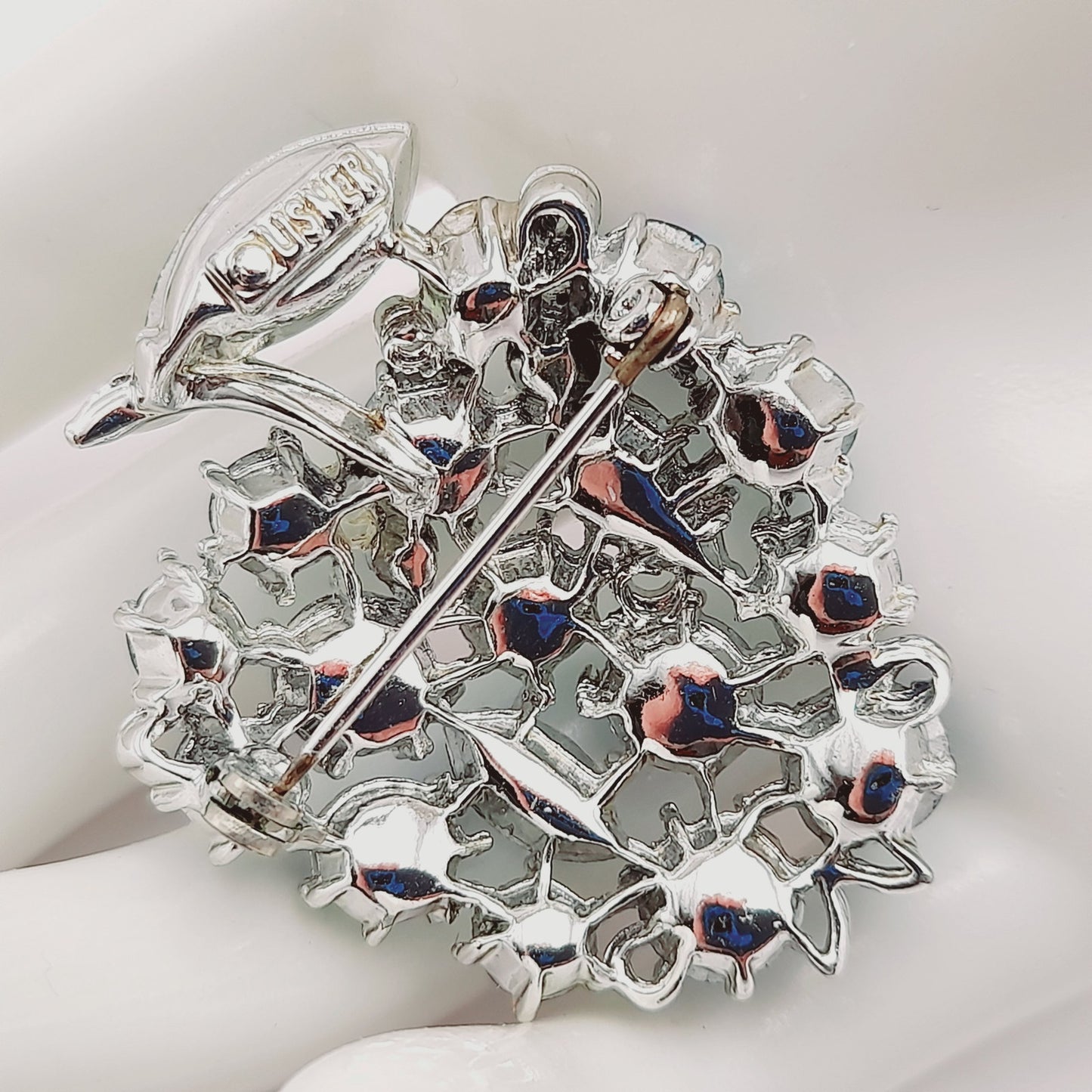 Vintage Lisner Blue Aurora Borealis Fruit Brooch