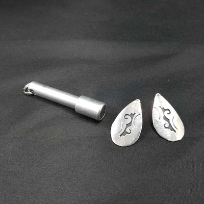 Vintage Navajo T. Billy Sterling Silver Clip Earrings, Black Enamel