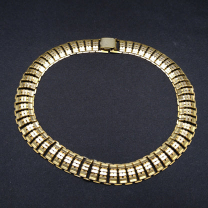 Vintage Brass Chain Choker Necklace, Traces of Vermeil, 1930s Vintage Jewelry