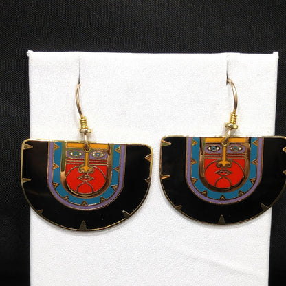 Vintage Laurel Burch "Kubera" Dangle Earrings, Gold Plated