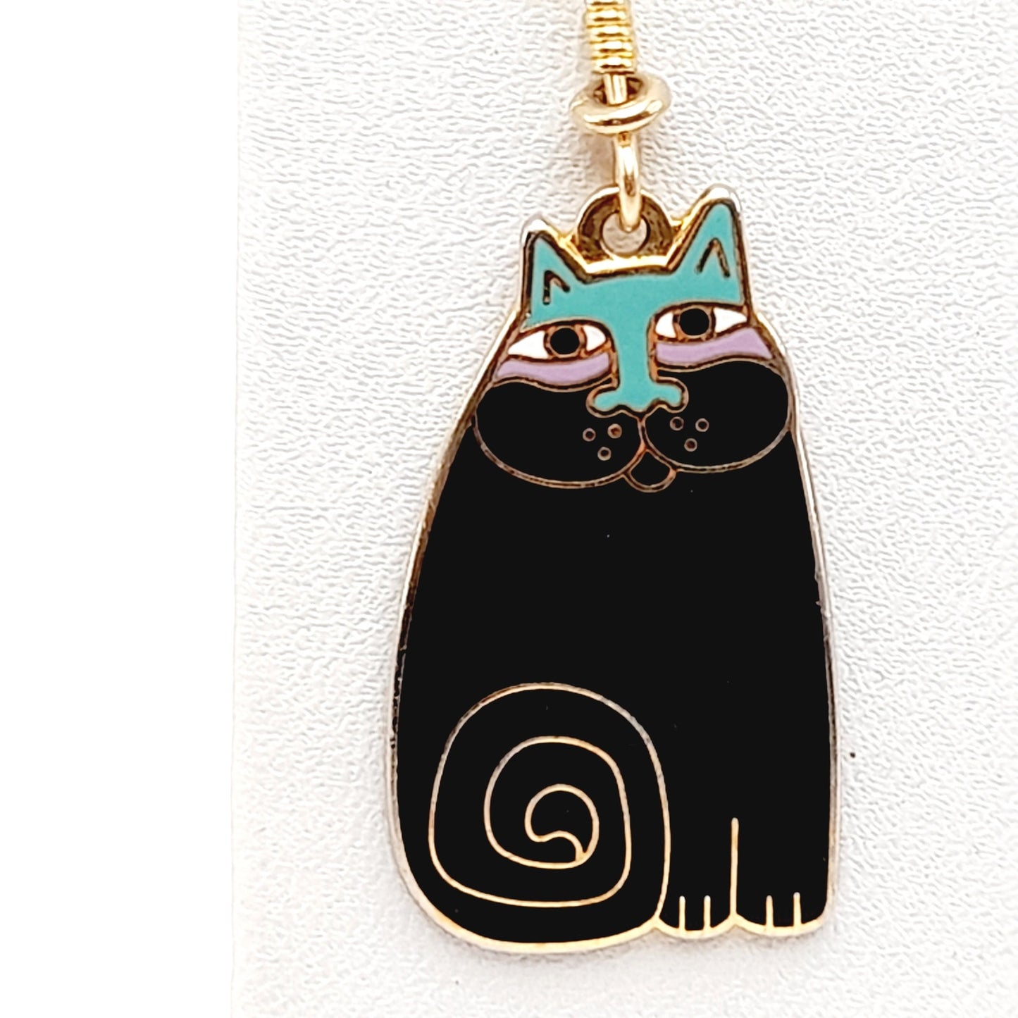 Vintage Laurel Burch Olivia Black Cat Earrings