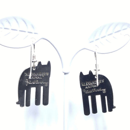Laurel Burch "Alexander's Animal" Cat Earrings, Gold Plated, 1980s Vintage