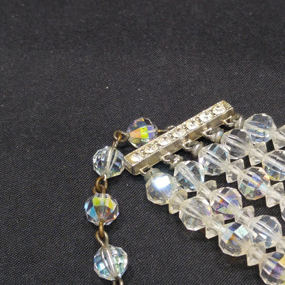 Laguna AB Crystal Beaded Necklace, Five Strands, Aurora Borealis Beads, 1950s