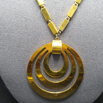 Monet Pendant Necklace, Gold Plated, Book Piece, 1960s Vintage Jewelry