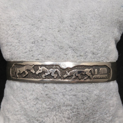 TSK Navajo Sterling Storyteller Child’s Cuff Bracelet – Horses & Daily Life