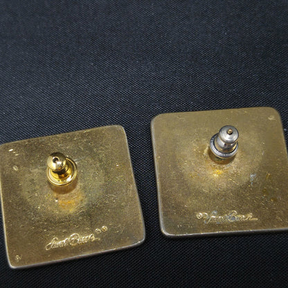 Laurel Burch Ancient Ancestors Post Earrings, Gold Plated, 1980s Vintage Jewelry