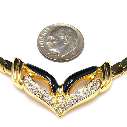 Vintage Christian Dior Germany Mask Pendant Necklace, Gold Plated, Black Enamel