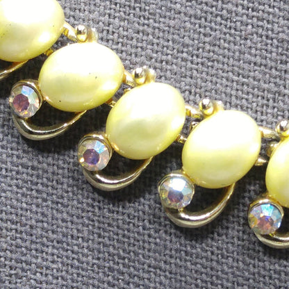 Star Faux Pearl Choker Necklace Earrings Set, Mid-Century 1950s Vintage Jewelry