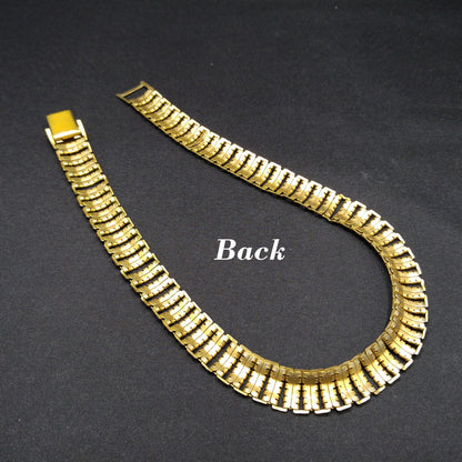 Vintage Brass Chain Choker Necklace, Traces of Vermeil, 1930s Vintage Jewelry