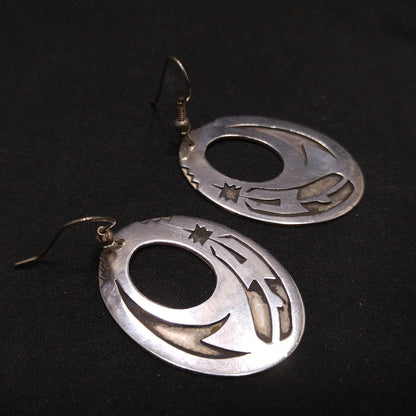 Silver Navajo Handmade Earrings, Unknown Mark, Vintage Jewelry