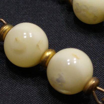 Vintage Hobe' Light Yellow Lucite Beaded Necklace & Matching Earrings, Gold Plated, 1950s
