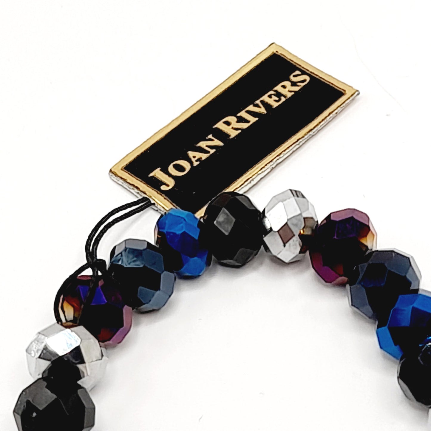 Vintage Joan Rivers Multistrand Purple Blue Silver Beaded Necklace
