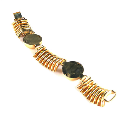 Red Enamel Ribbon Bracelet, Mid Century Modern, Gold Plated, 1950s Vintage Jewelry