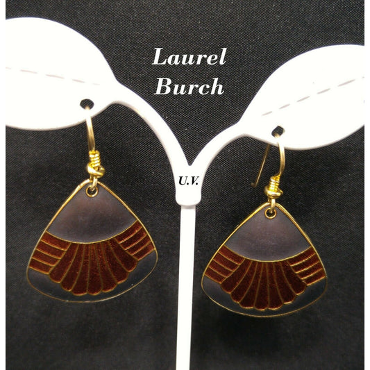 Laurel Burch Waterfall Design Earrings, Gold Plated, 1980s Vintage Jewelry