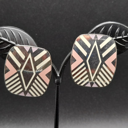 Vintage Laurel Burch "Quintessence" Post Earrings, Rhodium Plated