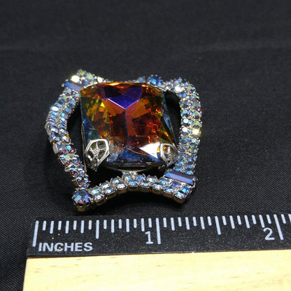 Large Watermelon Rhinestone Brooch, Mid-Century Modern, 1960s Vintage Jewelry