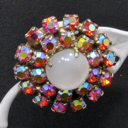Vintage Juliana Clamper Bracelet & Earrings, DeLizza Elster, Red AB Rhinestones