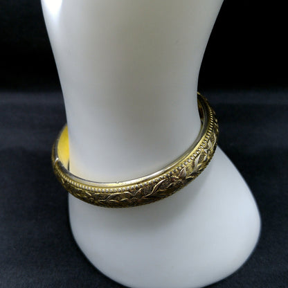 Whiting & Davis Hinged Floral Bracelet, Gold Plated, 1960s Vintage Jewelry