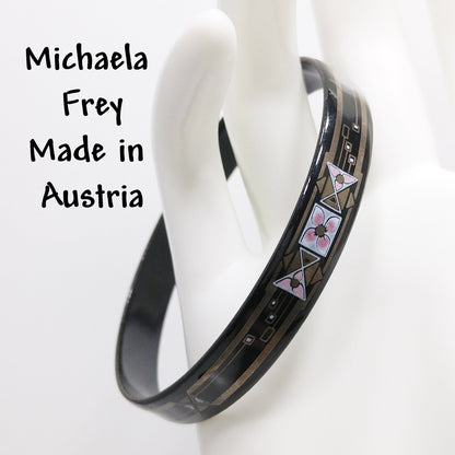 Michaela Frey Austrian Enamel Bangle Bracelet, Made in Austria, 1970s Vintage