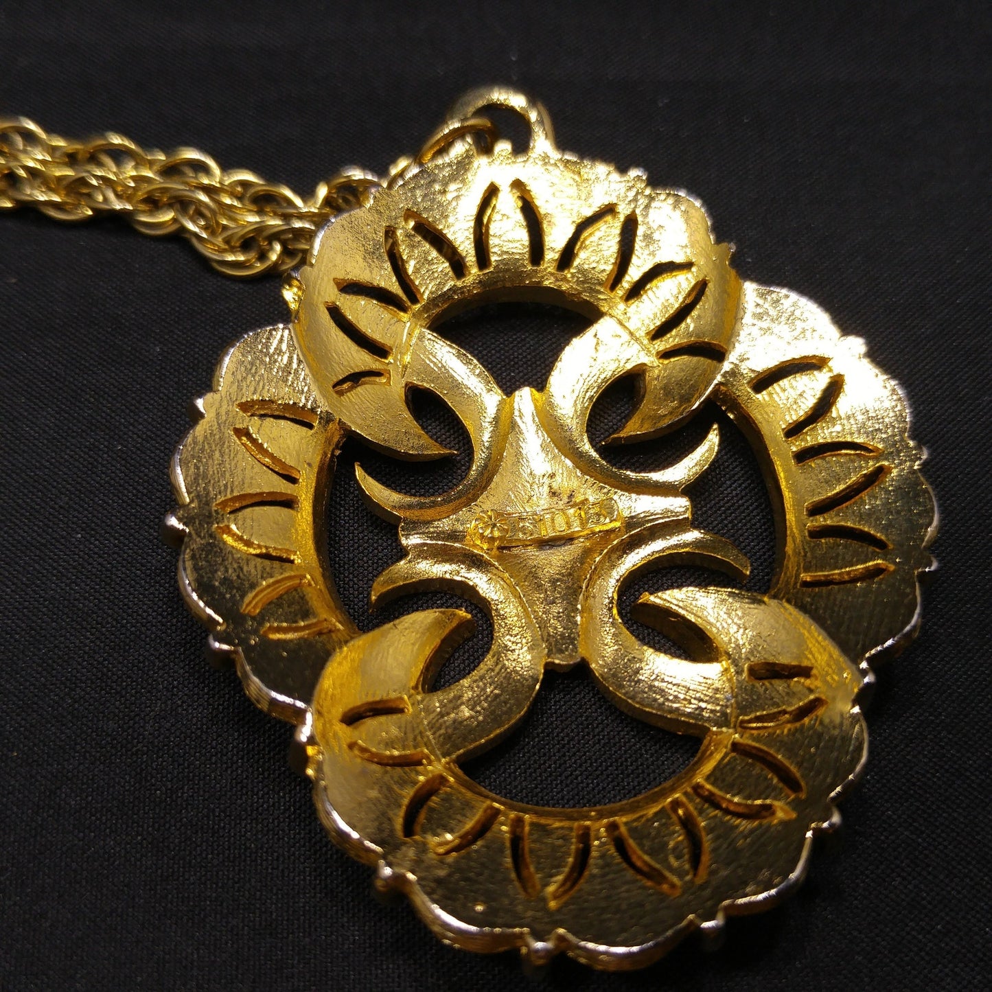 Gold Plated Necklace & Bracelet, Medallion Design, 1960s Vintage Jewelry