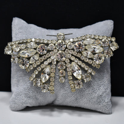 Tammey Jewels Clear Rhinestone Butterfly Brooch, 1960s Vintage Jewelry