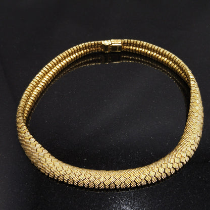 Vintage CINER Gold Plated Snake Zig Zag Choker Necklace