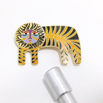 Laurel Burch "Tigre" Brooch, Gold Plated Lion Tiger Pin, 1980s Vintage Jewelry