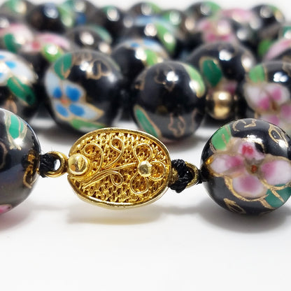 Vintage Chinese Hand Knotted Beaded Necklace, Imported 1960s