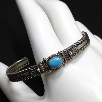 Silver Cuff Gemstone Bracelet, Stamped STERLING N, 1980s Vintage Jewelry