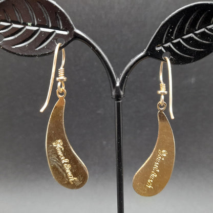 Vintage Laurel Burch Turquoise Drop Earrings, Curved Teardrop, Gold Plated