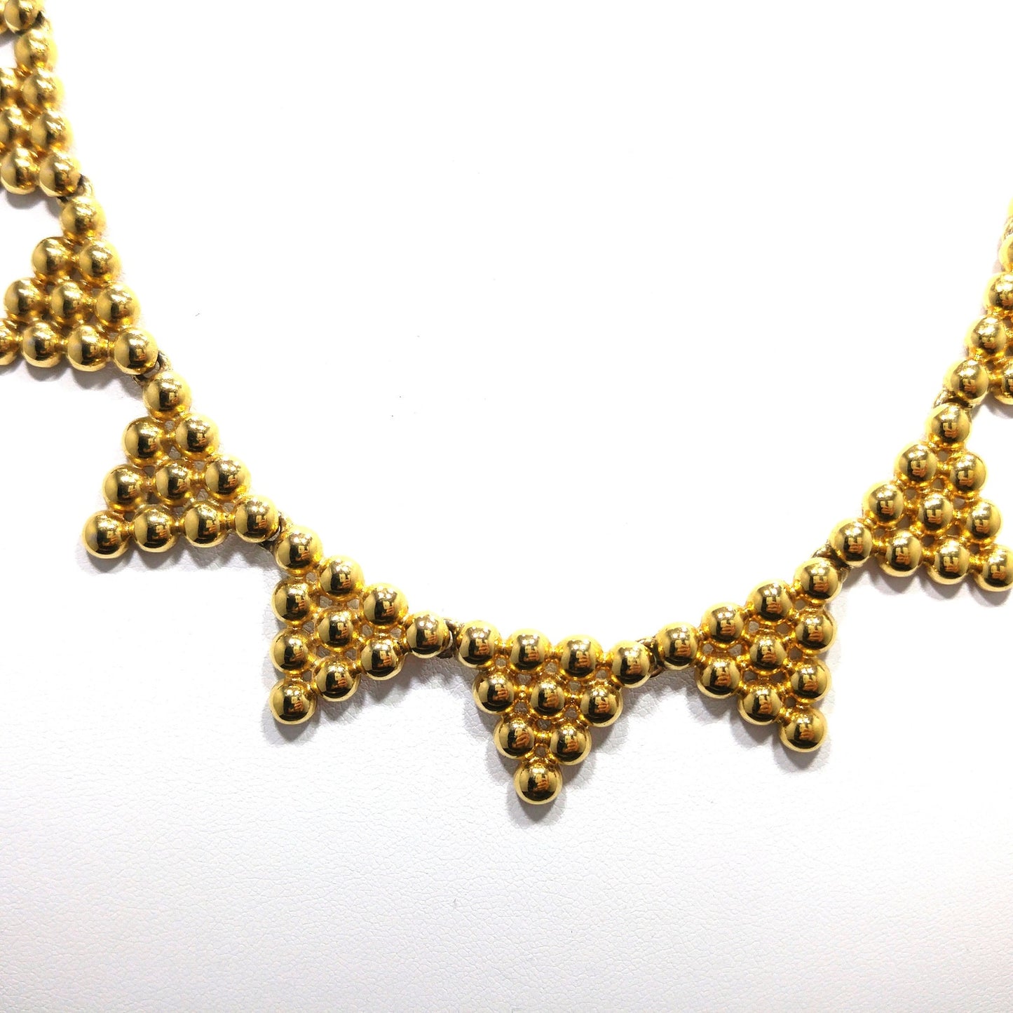 Monet Mid-century Triangle Balls Choker Necklace, Gold Plated, 1950s Vintage Jewelry