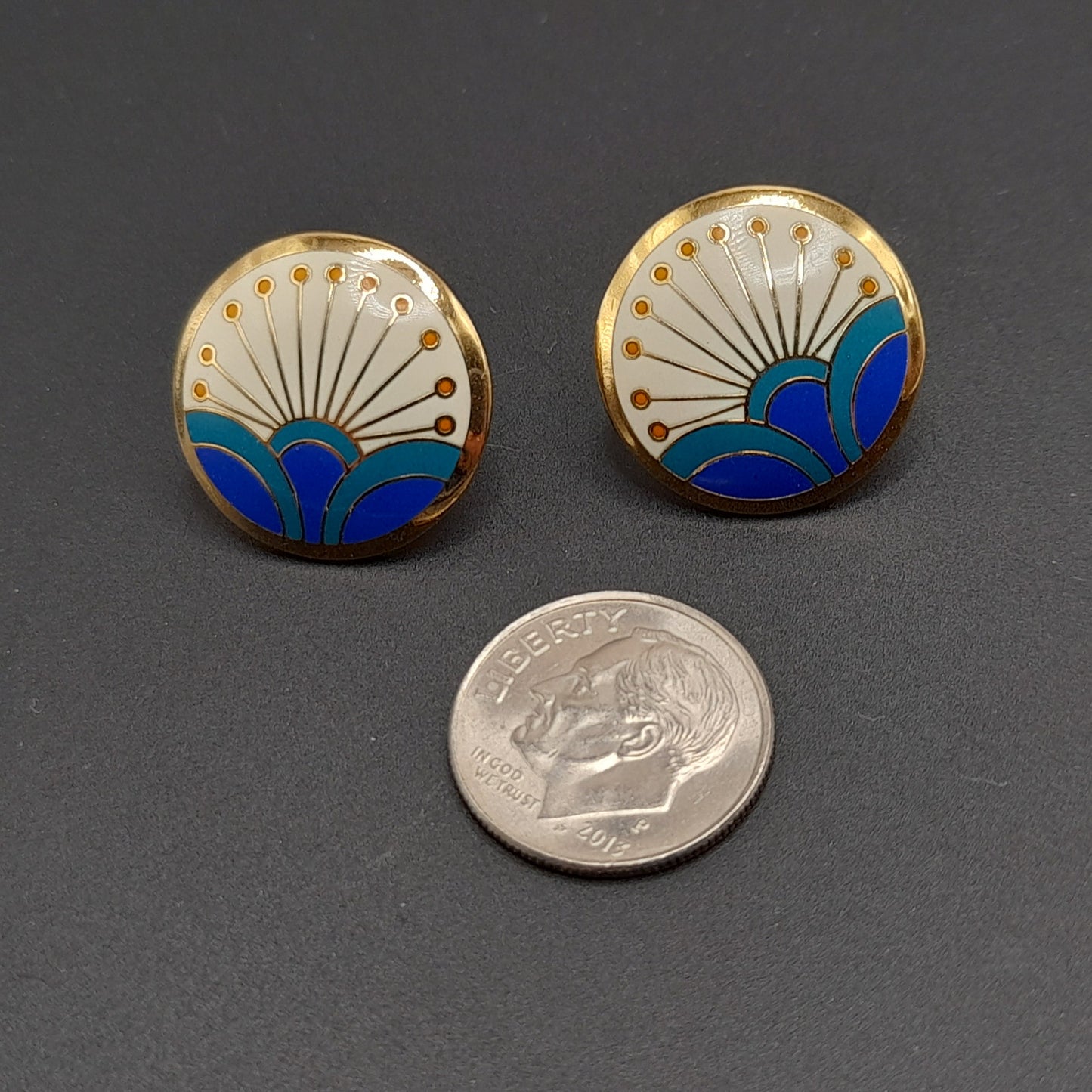 Laurel Burch "Kirin" Post Earrings, Vintage 1980s Enamel Earrings, Gold Plated Designer Jewelry, Retro Artistic Statement Earrings