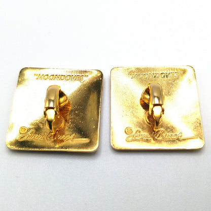 Vintage Laurel Burch "Moondoves" Clip Earrings, Black Birds, Gold Plated