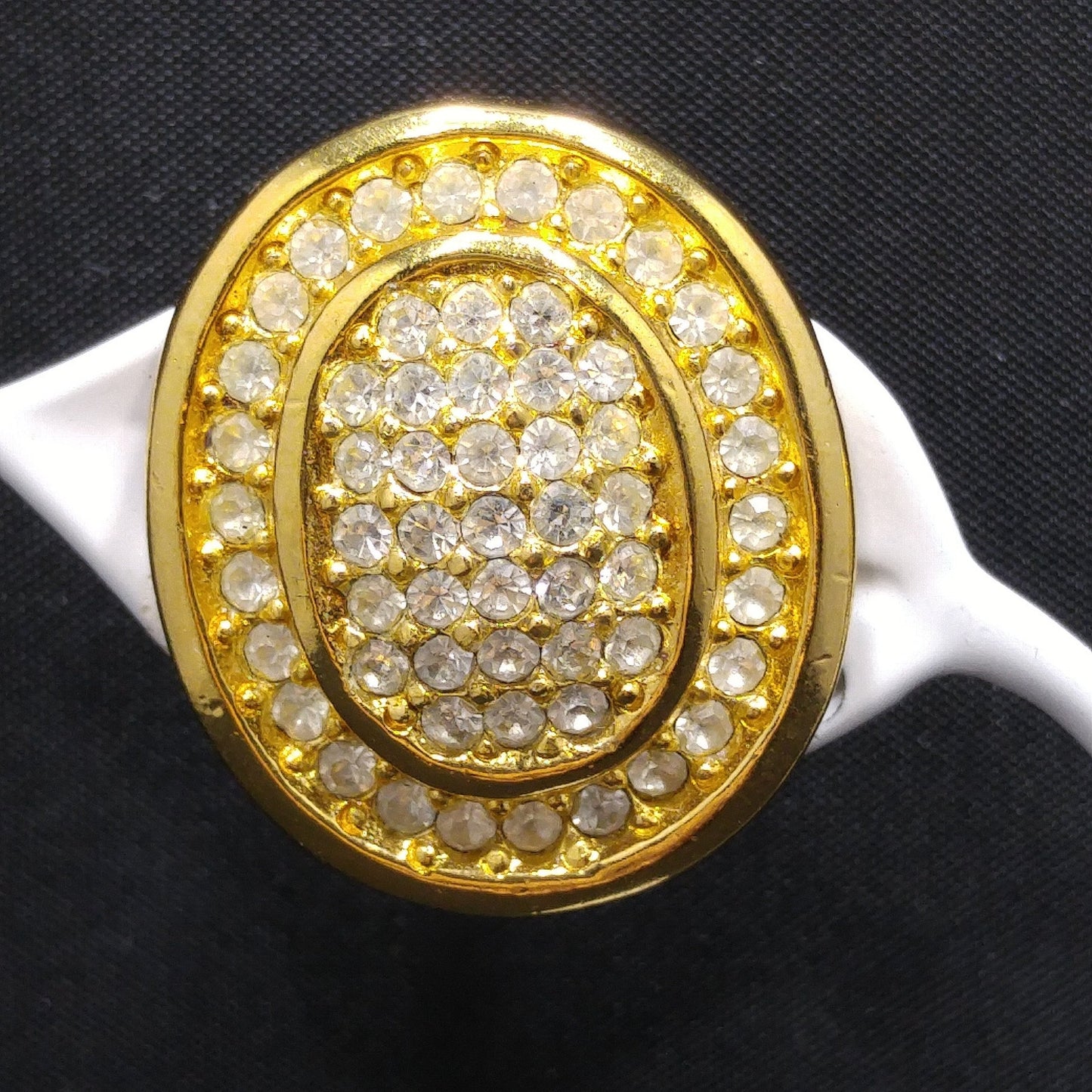 Vintage Christian Dior Pave Clear Rhinestone Clip Earrings, Gold Plated, 1980s
