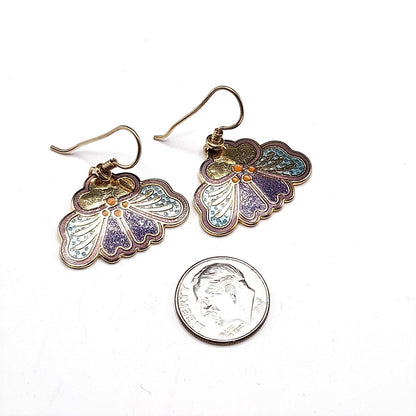 Vintage Laurel Burch Purple Orchid Earrings, Gold Plate & Enamel