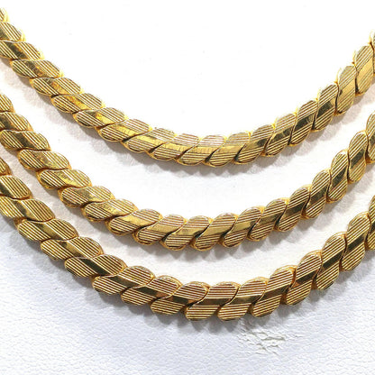 Hobe Curb Chain Necklace, Three Strands, Gold Plated, 1960s Vintage Jewelry