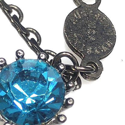 Vintage Austrian Crystal Turquoise Necklace & 3” Earrings Set USA Marianne