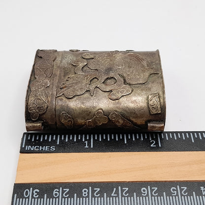 Vintage Dragon & Phoenix Asian Art Box Pendant, No Chain