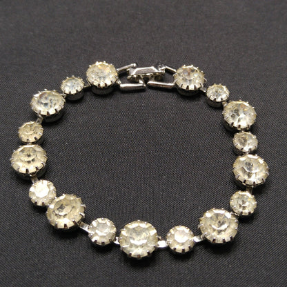 Vintage Weiss Wedding Bridal Bracelet, Clear Rhinestones, Rhodium Plate, 1950s