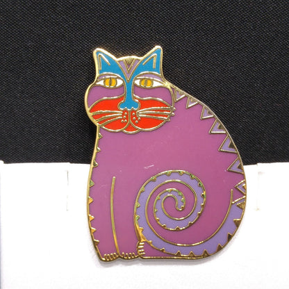 Laurel Burch "Mythical Cat" Brooch & Pendant, Cloisonné Enamel, Gold Plated, 1980s Vintage Jewelry
