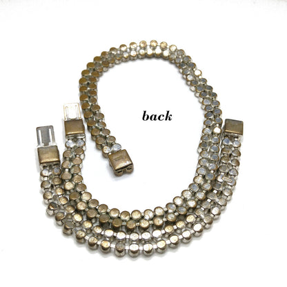 Czecho Slovakia Rhinestone Necklace & Bracelet, Clear Rhinestones, 1930s Vintage Jewelry