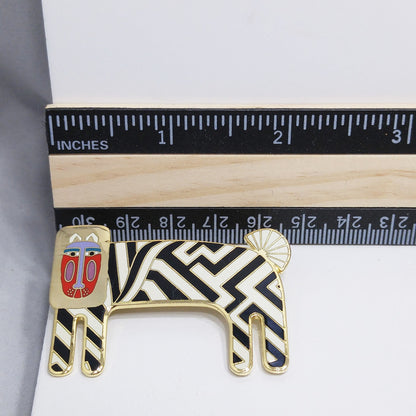 Laurel Burch "Zzzebra" Brooch, Gold Plated, 1980s Vintage Jewelry