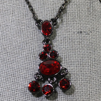 Givenchy Red Rhinestone Jewelry Set, Necklace, Bracelet & Earrings, Vintage