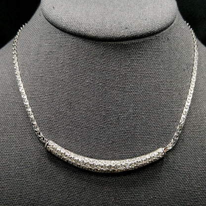 Vintage Swarovski Necklace – Rhodium Plated Pavé Clear Rhinestones, 1990s
