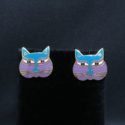 Laurel Burch "Siamese Cats" Post Earrings, 1980s Vintage Jewelry