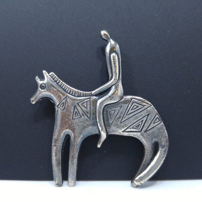 Laurel Burch Brooch, Horse with Man or Woman, 1980s Vintage Jewelry